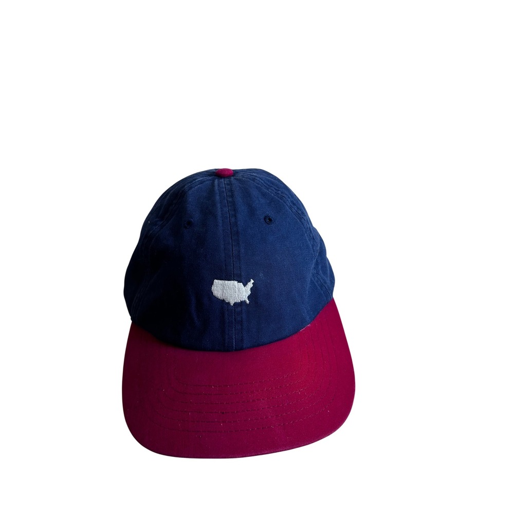 Master? Dad Hat OS Navy Red USA Map Silhouette Adjustable Strap Men